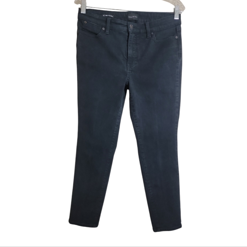 Talbots petite slim ankle jeans black mid rise stretch denim women's size 8P